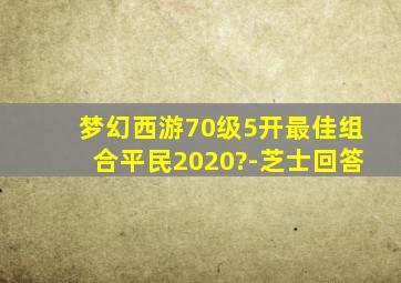 梦幻西游70级5开最佳组合平民2020?-芝士回答