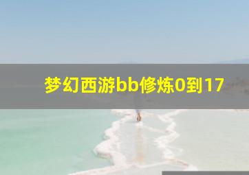 梦幻西游bb修炼0到17