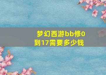 梦幻西游bb修0到17需要多少钱