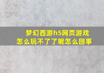 梦幻西游h5网页游戏怎么玩不了了呢怎么回事