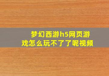 梦幻西游h5网页游戏怎么玩不了了呢视频