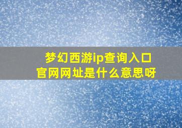 梦幻西游ip查询入口官网网址是什么意思呀