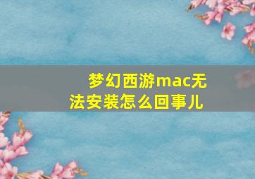 梦幻西游mac无法安装怎么回事儿