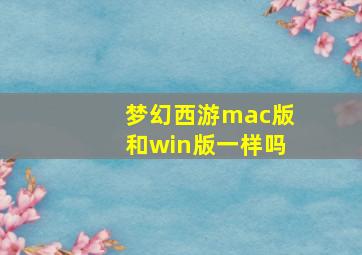 梦幻西游mac版和win版一样吗