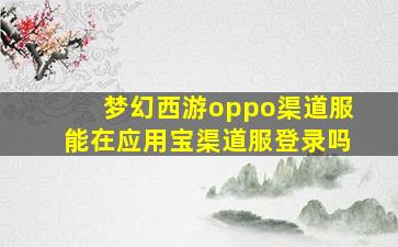 梦幻西游oppo渠道服能在应用宝渠道服登录吗