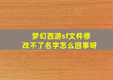 梦幻西游sf文件修改不了名字怎么回事呀