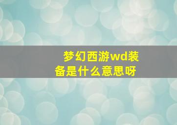 梦幻西游wd装备是什么意思呀