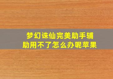 梦幻诛仙完美助手辅助用不了怎么办呢苹果