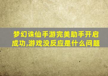 梦幻诛仙手游完美助手开启成功,游戏没反应是什么问题