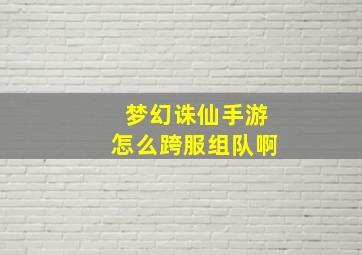 梦幻诛仙手游怎么跨服组队啊