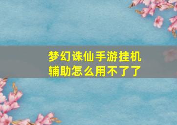 梦幻诛仙手游挂机辅助怎么用不了了