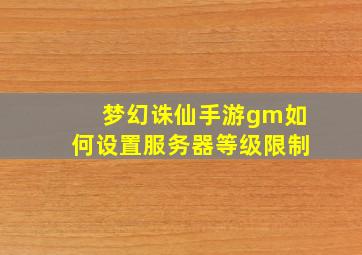 梦幻诛仙手游gm如何设置服务器等级限制