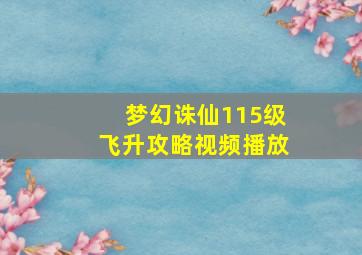 梦幻诛仙115级飞升攻略视频播放