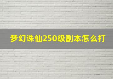 梦幻诛仙250级副本怎么打