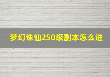 梦幻诛仙250级副本怎么进