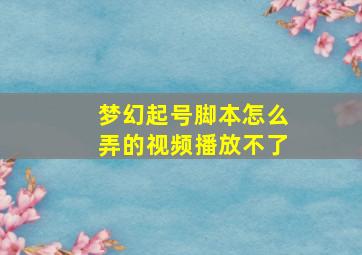 梦幻起号脚本怎么弄的视频播放不了