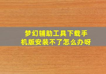 梦幻辅助工具下载手机版安装不了怎么办呀