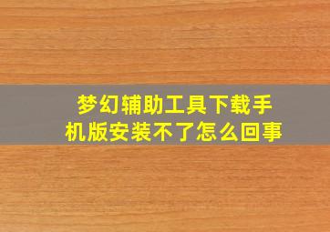 梦幻辅助工具下载手机版安装不了怎么回事