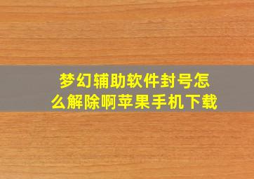 梦幻辅助软件封号怎么解除啊苹果手机下载