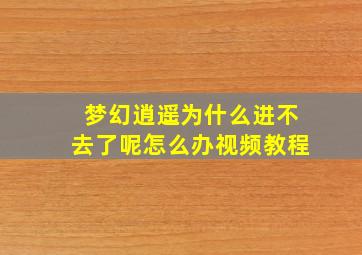 梦幻逍遥为什么进不去了呢怎么办视频教程