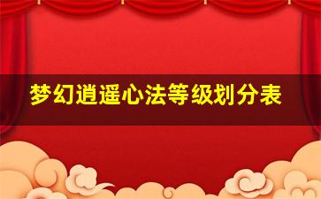 梦幻逍遥心法等级划分表