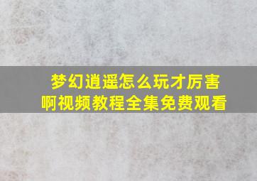 梦幻逍遥怎么玩才厉害啊视频教程全集免费观看