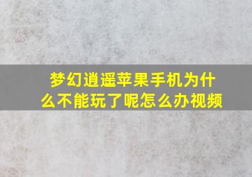 梦幻逍遥苹果手机为什么不能玩了呢怎么办视频