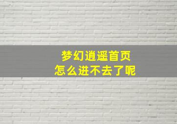 梦幻逍遥首页怎么进不去了呢