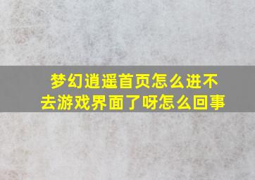 梦幻逍遥首页怎么进不去游戏界面了呀怎么回事