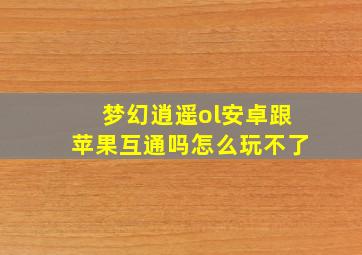 梦幻逍遥ol安卓跟苹果互通吗怎么玩不了