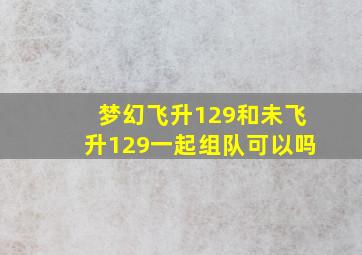 梦幻飞升129和未飞升129一起组队可以吗