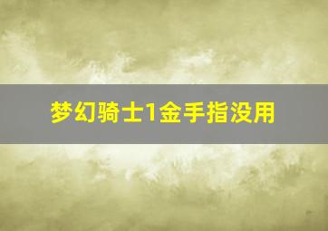 梦幻骑士1金手指没用