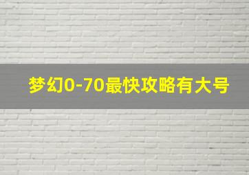 梦幻0-70最快攻略有大号