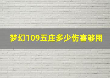 梦幻109五庄多少伤害够用