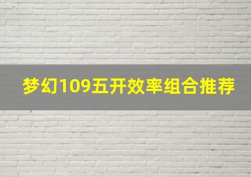 梦幻109五开效率组合推荐