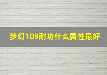 梦幻109耐功什么属性最好