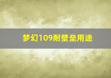 梦幻109耐壁垒用途