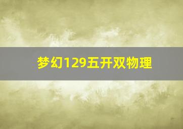 梦幻129五开双物理