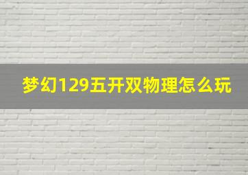 梦幻129五开双物理怎么玩