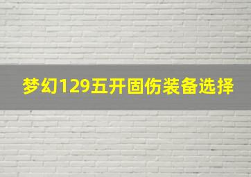 梦幻129五开固伤装备选择