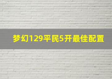 梦幻129平民5开最佳配置