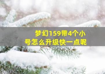 梦幻159带4个小号怎么升级快一点呢