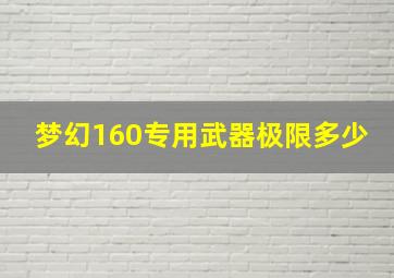 梦幻160专用武器极限多少