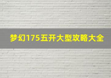 梦幻175五开大型攻略大全