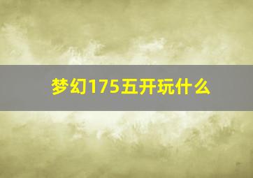 梦幻175五开玩什么