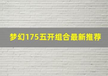 梦幻175五开组合最新推荐