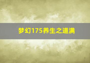 梦幻175养生之道满