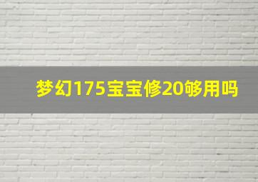 梦幻175宝宝修20够用吗