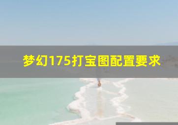 梦幻175打宝图配置要求