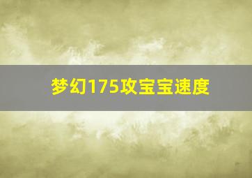 梦幻175攻宝宝速度